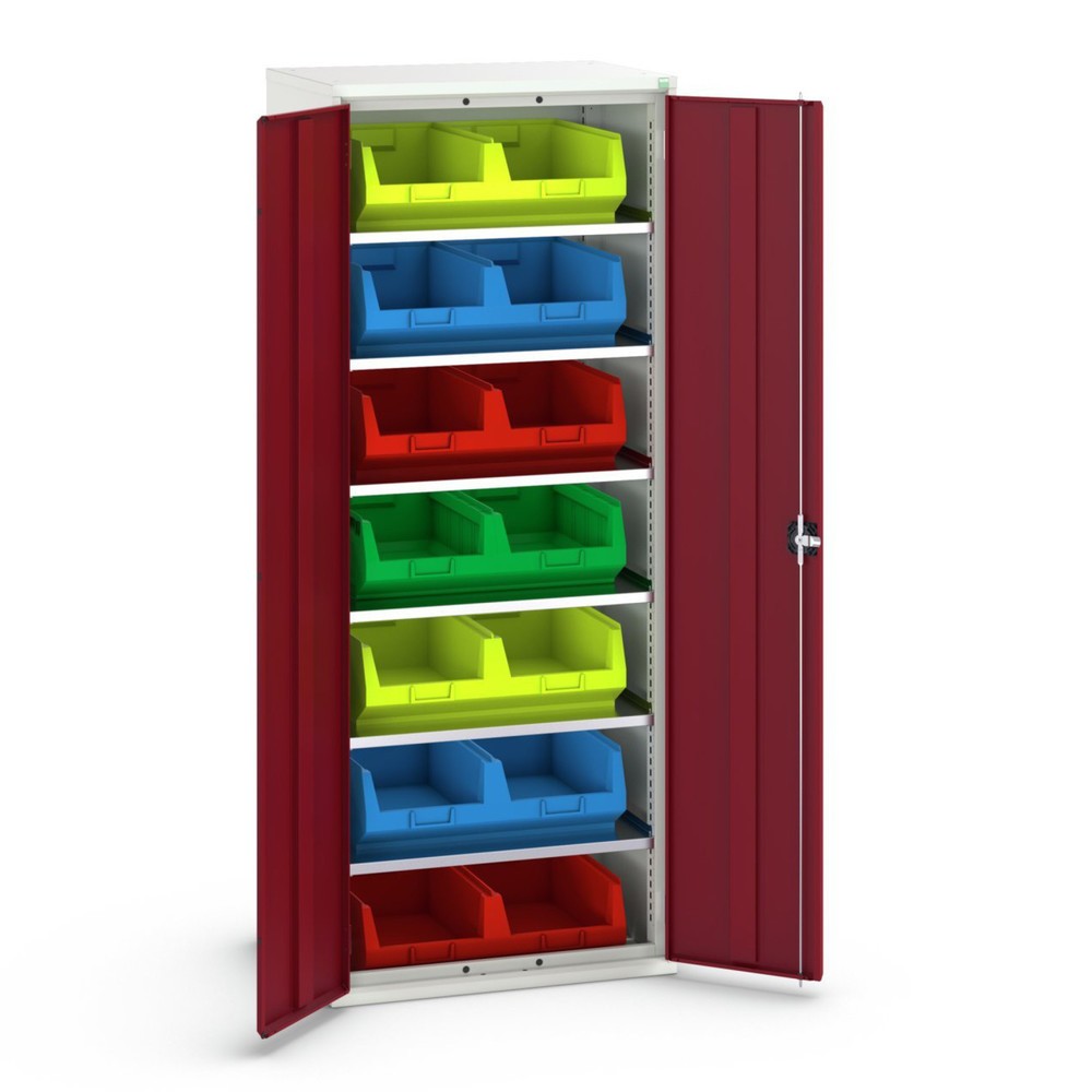 Product image: bott verso storage cabinet with 6 shelves and 14 storage bins, WxDxH: 800 x 550 x 2000 mm