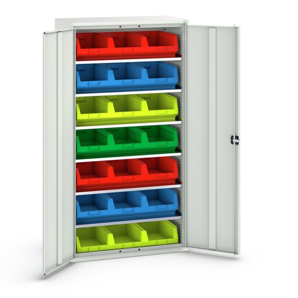 Product image: bott verso storage cabinet with 6 shelves and 21 storage bins, WxDxH: 1050 x 550 x 2000 mm