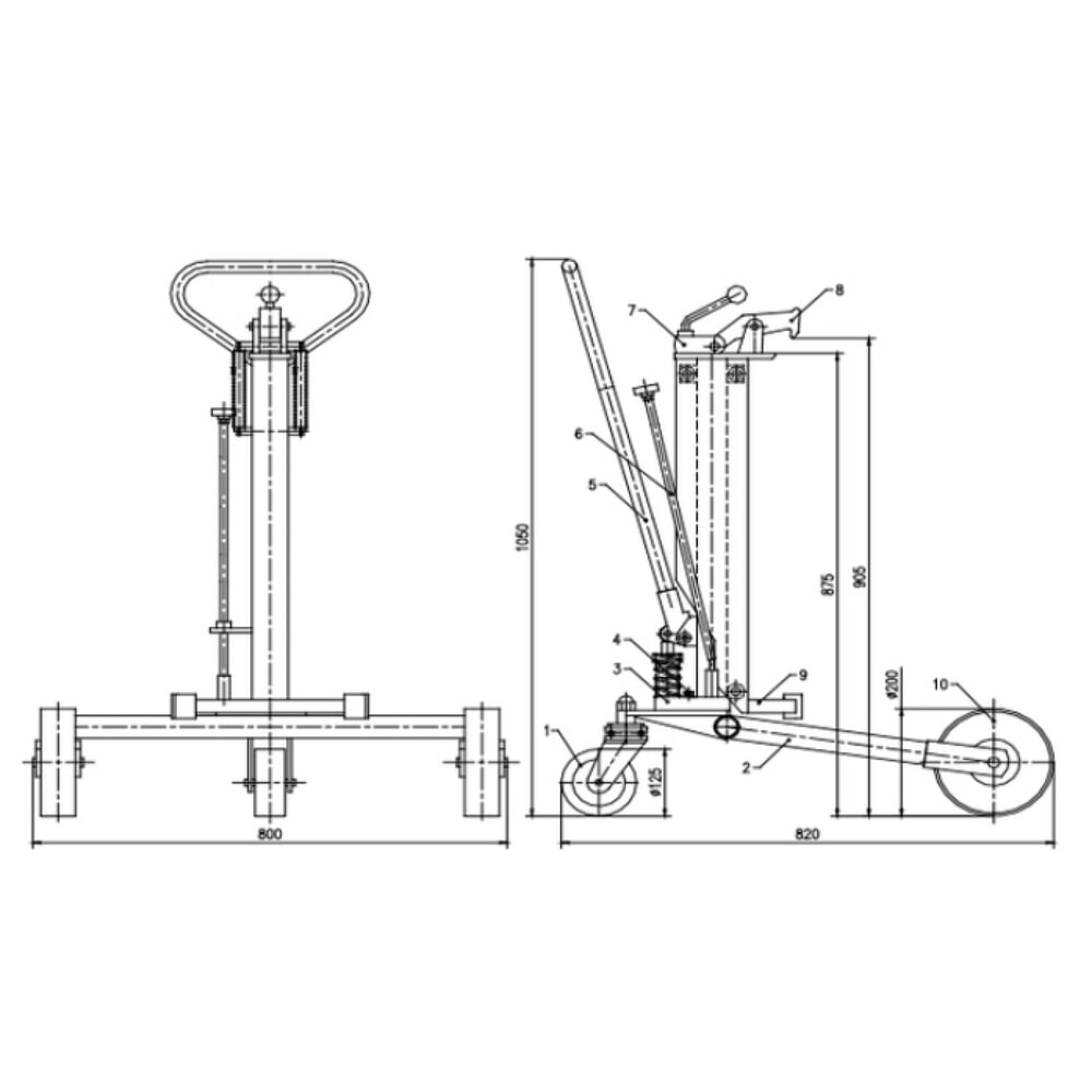 Produktabbildung Nr. 2: Drum lifter with tiller, lift height 345 mm, capacity 250 kg, RAL 3020 traffic red