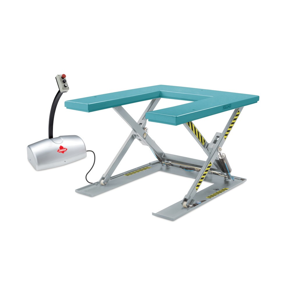 Ameise® flat scissor lift table, U-shaped, capacity 1,000 kg