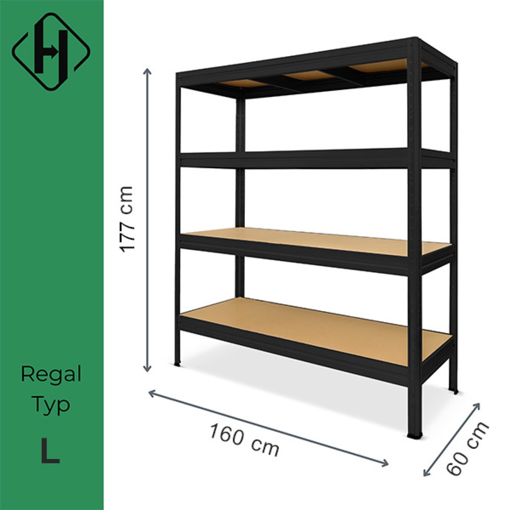 Produktabbildung Nr. 3: HEMMDAL heavy-duty rack type L, black – 177 x 160 x 60 cm – up to 2400 kg