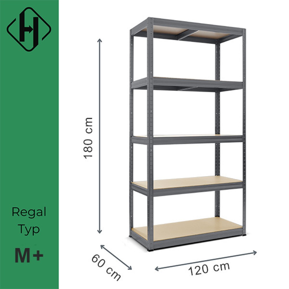 Produktabbildung Nr. 2: HEMMDAL heavy-duty rack type M+, graphite grey – 180 x 120 x 60 cm – up to 750 kg