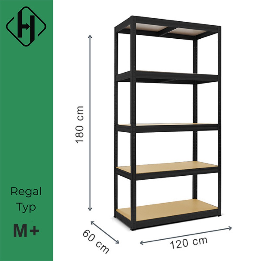 Produktabbildung Nr. 2: HEMMDAL heavy-duty rack type M+, black – 180 x 120 x 60 cm – up to 750 kg