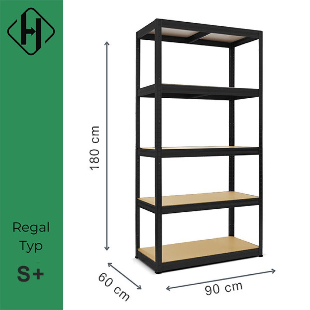 Produktabbildung Nr. 2: HEMMDAL heavy-duty rack type S+, black – 180 x 90 x 60 cm – up to 750 kg