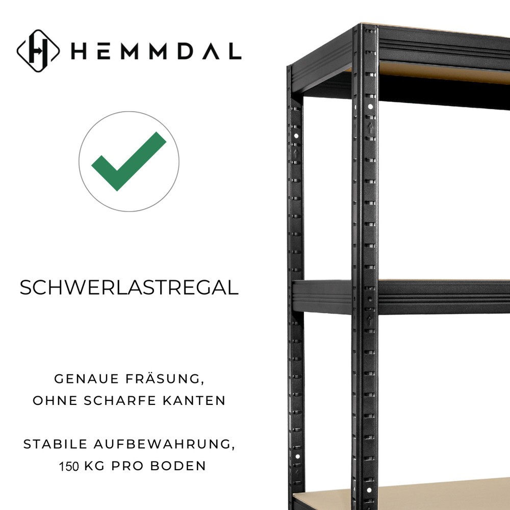 Produktabbildung Nr. 3: HEMMDAL heavy-duty rack type M+, black – 180 x 120 x 60 cm – up to 750 kg