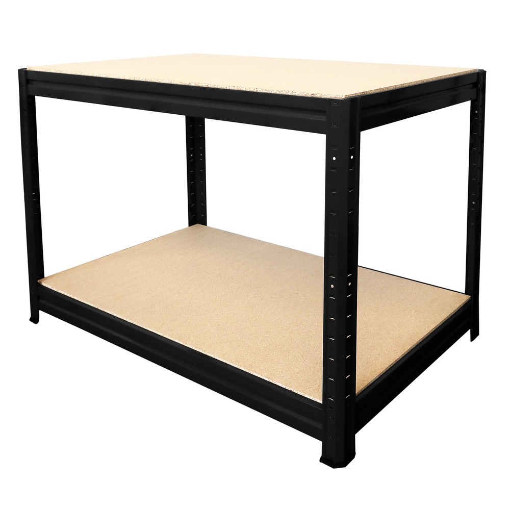 Product image: HEMMDAL workbench type L, black – 87 x 160 x 60 cm – shelf load up to 600 kg