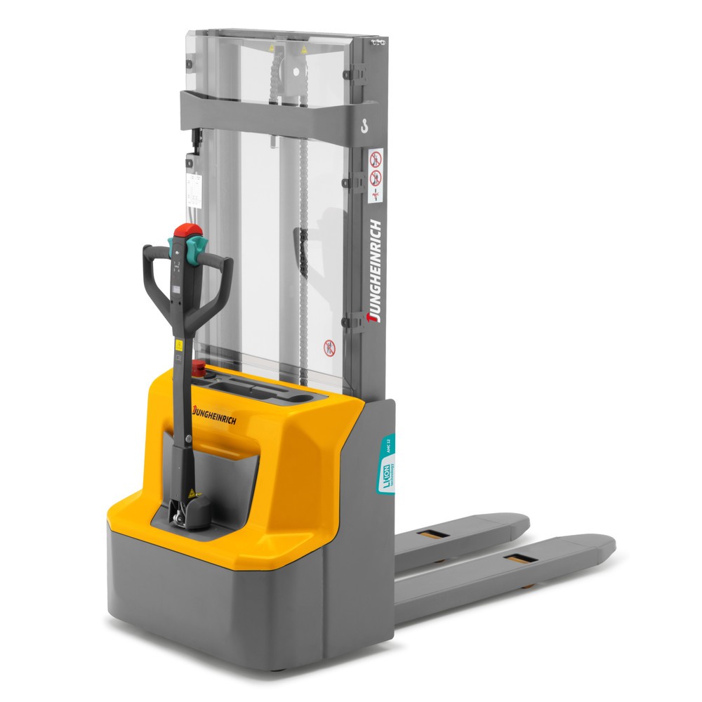 Product image: Jungheinrich AMC 12 electric high-lift stacker truck, two-stage telescopic mast, lift height 2,600 mm, load capacity 1,200 kg