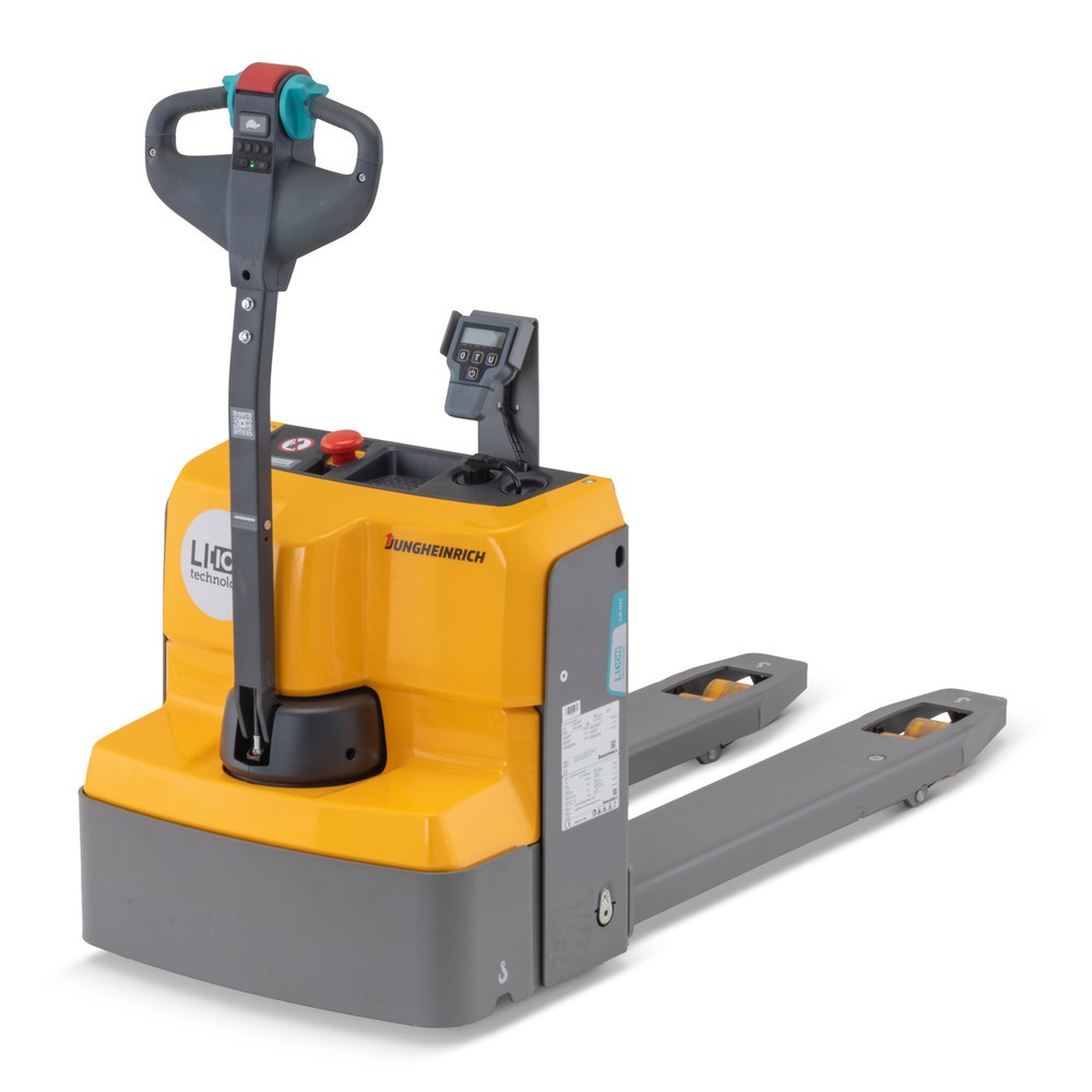 Product image: Jungheinrich EJE M13 electric pallet truck with scales, capacity 1,300 kg, lithium-ion