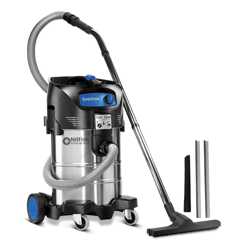 Product image: Nilfisk® ATTIX 40-01 PC stainless steel industrial vacuum cleaner, wet + dry, 1,500 W